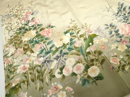平和屋着物●訪問着　麗光刺繍　枝花文　暈し染め　金糸　金彩　正絹　逸品　AABG9846cs