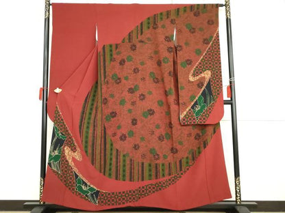 平和屋着物●豪華振袖　草花文　正絹　逸品　AABG9847cs