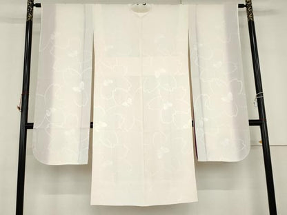 平和屋着物●振袖用長襦袢　袷　花蝶地紋　ほていや扱い　正絹　逸品　AABG9848cs