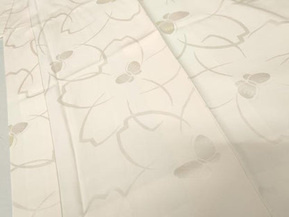 平和屋着物●振袖用長襦袢　袷　花蝶地紋　ほていや扱い　正絹　逸品　AABG9848cs