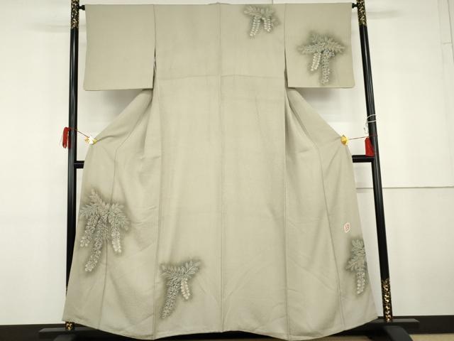 平和屋着物●樋熊哲也　訪問着　辻が花　絞り　手描き　訪問着　絞り　藤花房　正絹　逸品　AABG9849cs