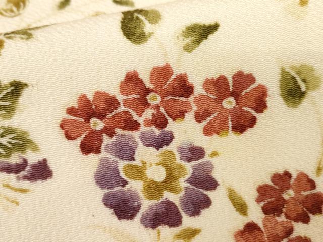 平和屋着物●上質な小紋　枝花文　鬼しぼ縮緬　松坂屋扱い　正絹　逸品　AABG9850cs