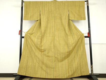 平和屋着物●上質な紬　縞　正絹　逸品　AABG9858cs