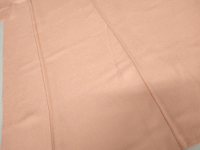 平和屋着物●上質な色無地　紗綾形地紋　珊瑚色　正絹　逸品　未使用　AABG9859cs