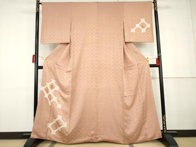 平和屋着物●訪問着　駒刺繍　絞り　蜀江花宝尽くし　金糸　金彩　正絹　逸品　AABG9861cs