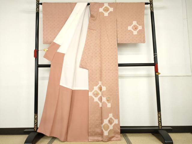 平和屋着物●訪問着　駒刺繍　絞り　蜀江花宝尽くし　金糸　金彩　正絹　逸品　AABG9861cs