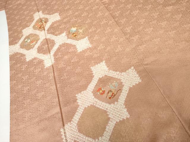 平和屋着物●訪問着　駒刺繍　絞り　蜀江花宝尽くし　金糸　金彩　正絹　逸品　AABG9861cs
