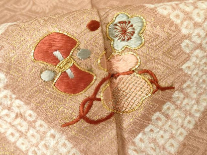 平和屋着物●訪問着　駒刺繍　絞り　蜀江花宝尽くし　金糸　金彩　正絹　逸品　AABG9861cs