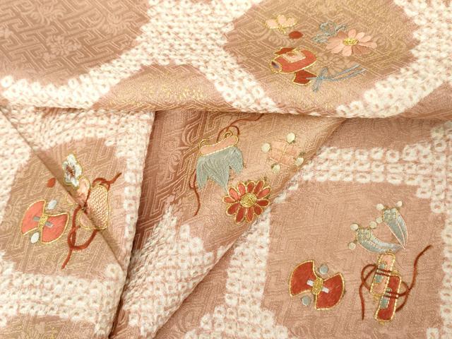平和屋着物●訪問着　駒刺繍　絞り　蜀江花宝尽くし　金糸　金彩　正絹　逸品　AABG9861cs