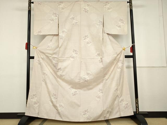平和屋着物●本場大島紬　白大島　カタス7マルキ　草花文　正絹　逸品　未使用　AABG9866cs