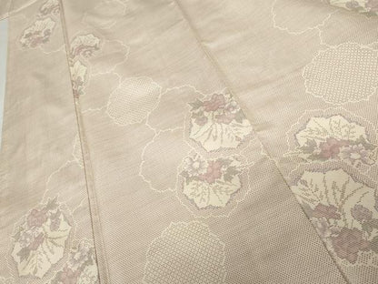 平和屋着物●本場大島紬　白大島　カタス7マルキ　草花文　正絹　逸品　未使用　AABG9866cs