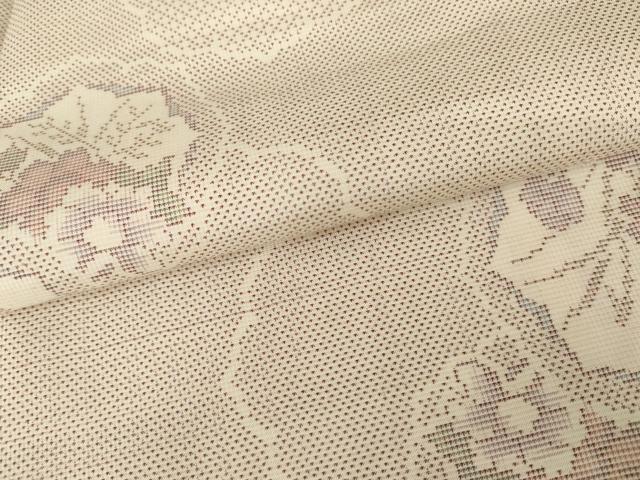 平和屋着物●本場大島紬　白大島　カタス7マルキ　草花文　正絹　逸品　未使用　AABG9866cs