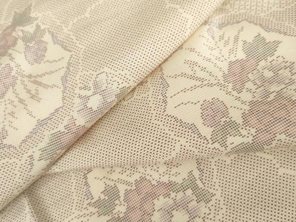 平和屋着物●本場大島紬　白大島　カタス7マルキ　草花文　正絹　逸品　未使用　AABG9866cs