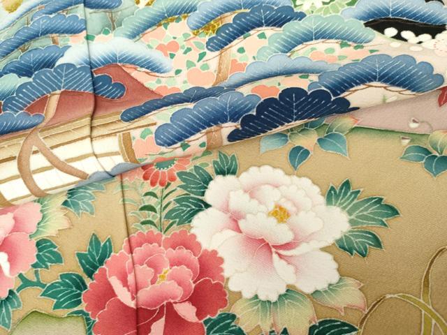平和屋着物●本加賀友禅作家　中雅雄　黒留袖　松竹梅風景文　正絹　逸品　AABG9870cs