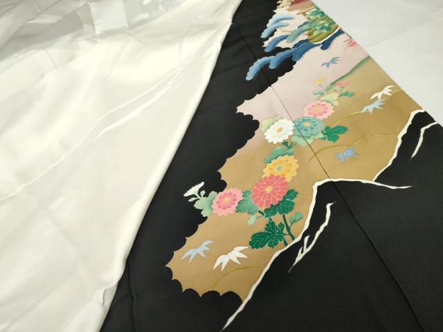 平和屋着物●本加賀友禅作家　中雅雄　黒留袖　松竹梅風景文　正絹　逸品　AABG9870cs