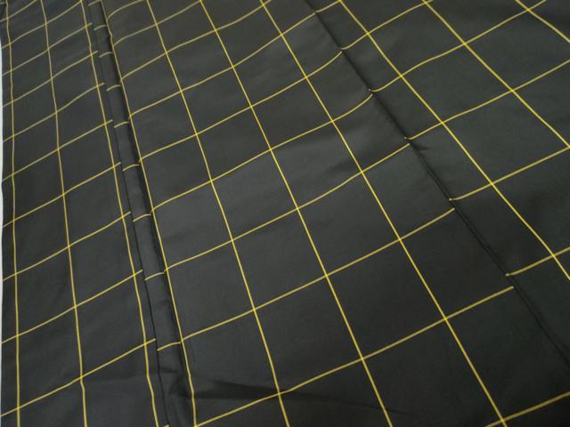 平和屋着物●本場縞大島紬　格子　黒地　正絹　逸品　AABG9871cs