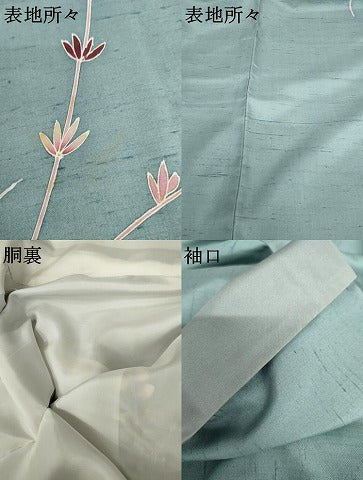 平和屋着物●白山紬　田中勇吉　枝花文　正絹　逸品　AABG9873cs