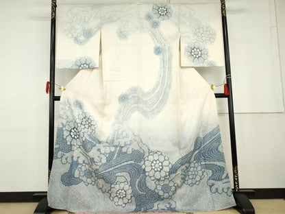 平和屋着物●訪問着　総絞り　立波花文　暈し染め　正絹　逸品　未使用　AABG9876cs