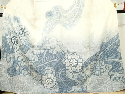 平和屋着物●訪問着　総絞り　立波花文　暈し染め　正絹　逸品　未使用　AABG9876cs