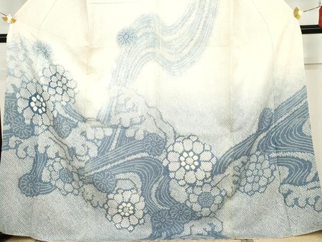 平和屋着物●訪問着　総絞り　立波花文　暈し染め　正絹　逸品　未使用　AABG9876cs