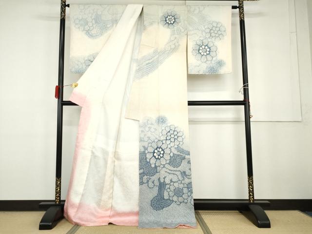 平和屋着物○訪問着 流水草花文 暈し染め 金彩 正絹 逸品 CAAW7648