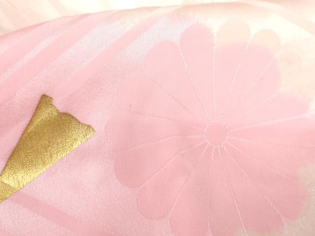 平和屋着物●振袖用長襦袢　袷　絞り　花菱地紋　箔散らし　金銀彩　半衿刺繍　広衿仕立て　正絹　逸品　AABG9879cs
