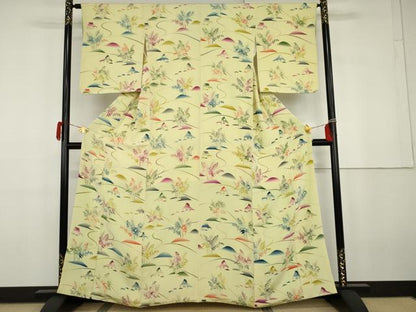 平和屋着物●上質な小紋　型染め　風景文　正絹　逸品　AABG9883cs
