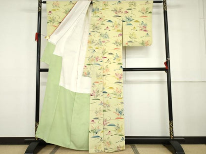 平和屋着物●上質な小紋　型染め　風景文　正絹　逸品　AABG9883cs