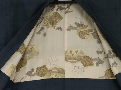 平和屋着物●男性　紬　アンサンブル　色無地　留紺色　正絹　逸品　AABG9885cs