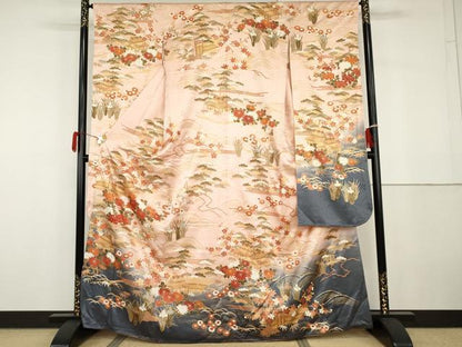 平和屋着物●豪華振袖　浜松風景文　暈し染め　金彩　鈴乃屋扱い　正絹　逸品　AABG9888cs