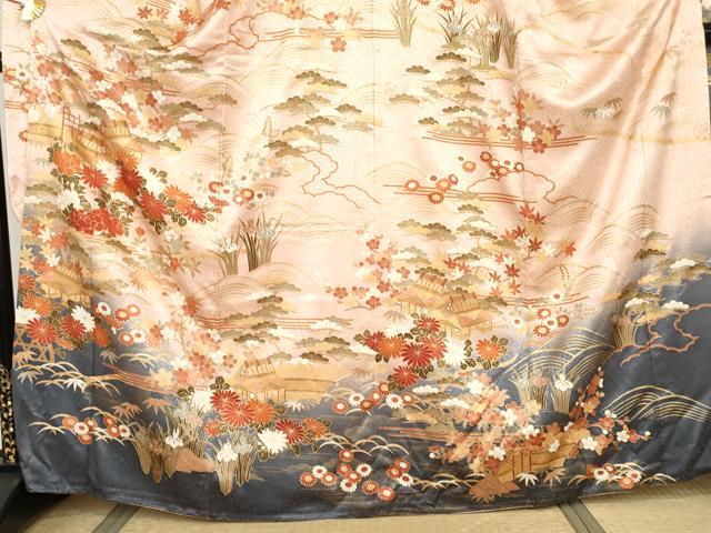 平和屋着物●豪華振袖　浜松風景文　暈し染め　金彩　鈴乃屋扱い　正絹　逸品　AABG9888cs