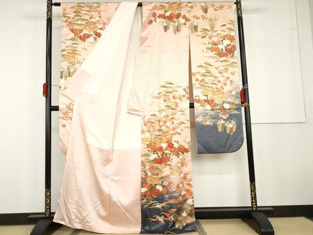 平和屋着物●豪華振袖　浜松風景文　暈し染め　金彩　鈴乃屋扱い　正絹　逸品　AABG9888cs