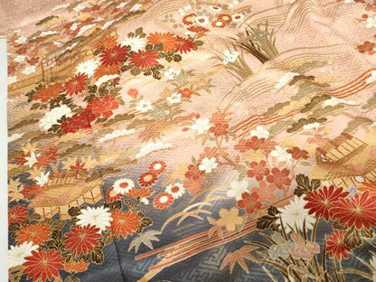 平和屋着物●豪華振袖　浜松風景文　暈し染め　金彩　鈴乃屋扱い　正絹　逸品　AABG9888cs