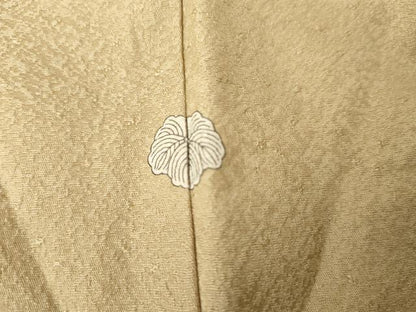 平和屋着物●上質な色無地　白橡色　正絹　逸品　AABG9895cs