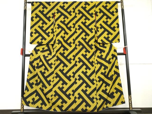 平和屋着物●アンティーク　大正ロマン　紬　紗綾形文　正絹　逸品　AABG9899cs