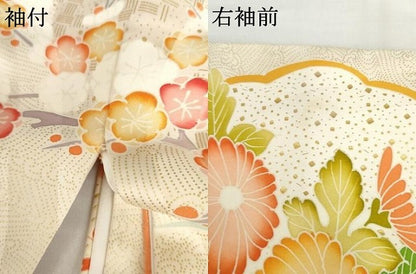 平和屋着物●小振袖　二尺袖　友禅　刺繍　雪輪花文　金彩　正絹　逸品　AABG9900cs