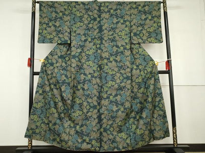 平和屋着物●本場大島紬　一元絣　枝花文　正絹　逸品　未使用　AABG9908cs