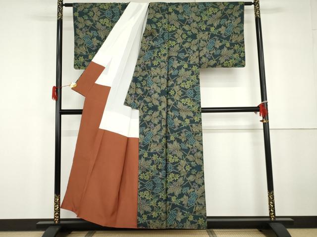 平和屋着物●本場大島紬　一元絣　枝花文　正絹　逸品　未使用　AABG9908cs