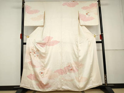 平和屋着物●創業460年・千總　訪問着　絞り　刺繍　枝花文　金彩　正絹　逸品　AABG9909cs