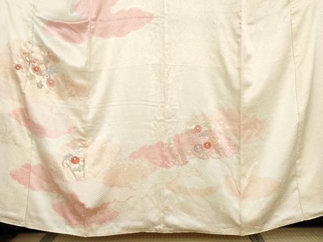 平和屋着物●創業460年・千總　訪問着　絞り　刺繍　枝花文　金彩　正絹　逸品　AABG9909cs