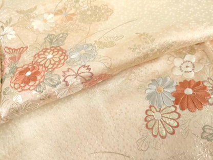平和屋着物●創業460年・千總　訪問着　絞り　刺繍　枝花文　金彩　正絹　逸品　AABG9909cs