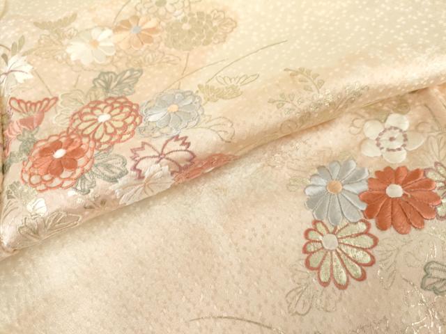 平和屋着物●創業460年・千總　訪問着　絞り　刺繍　枝花文　金彩　正絹　逸品　AABG9909cs