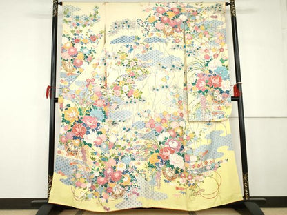 平和屋着物●豪華振袖　作家物　吉祥花車文　暈し染め　正絹　逸品　AABG9910cs