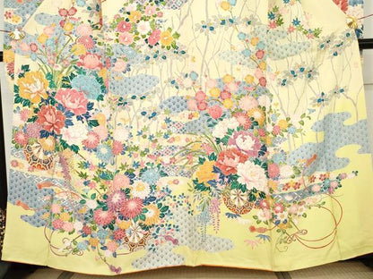 平和屋着物●豪華振袖　作家物　吉祥花車文　暈し染め　正絹　逸品　AABG9910cs