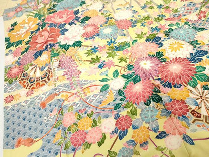 平和屋着物●豪華振袖　作家物　吉祥花車文　暈し染め　正絹　逸品　AABG9910cs