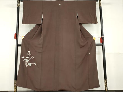 平和屋着物●本加賀友禅作家　沢飯芳雄　訪問着　草花文　正絹　逸品　AABG9918cs