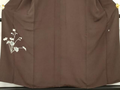 平和屋着物●本加賀友禅作家　沢飯芳雄　訪問着　草花文　正絹　逸品　AABG9918cs