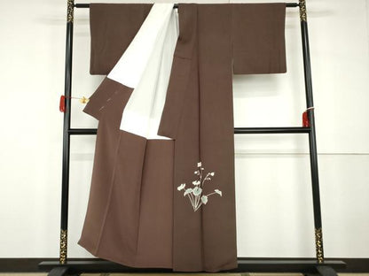 平和屋着物●本加賀友禅作家　沢飯芳雄　訪問着　草花文　正絹　逸品　AABG9918cs