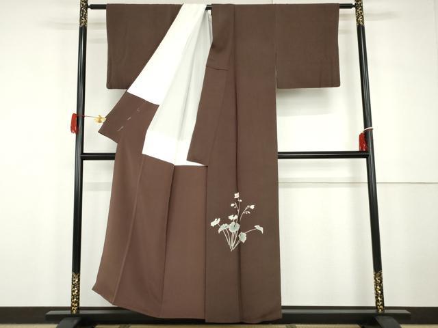 平和屋着物●本加賀友禅作家　沢飯芳雄　訪問着　草花文　正絹　逸品　AABG9918cs