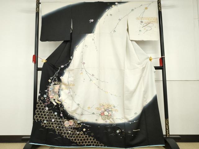 平和屋着物●訪問着　友禅　几帳花車鼓文　暈し染め　金彩　正絹　逸品　AABG9920cs